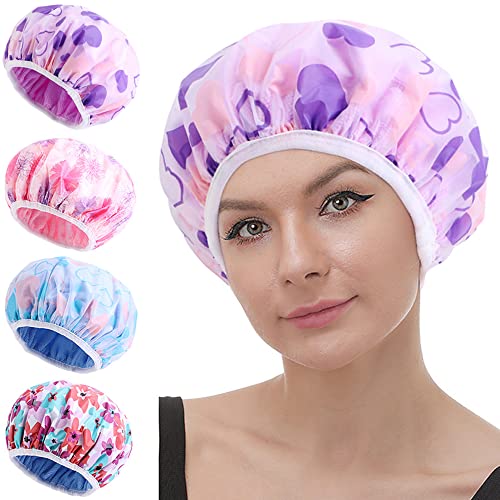 4 PCS Terry obloženi kape za tuširanje za žene za višekratnu uporabu vodootporne meke kape za pranje tuširanja za njegu kose suha kosa