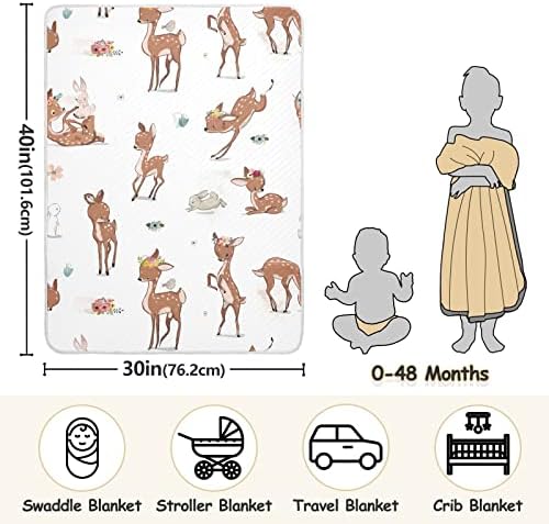 Swaddle pokrivač crtića lagani zečji pamučni pokrivač za novorođenčad, primanje pokrivača, lagana mekana pokrivača za krevetić, kolica,
