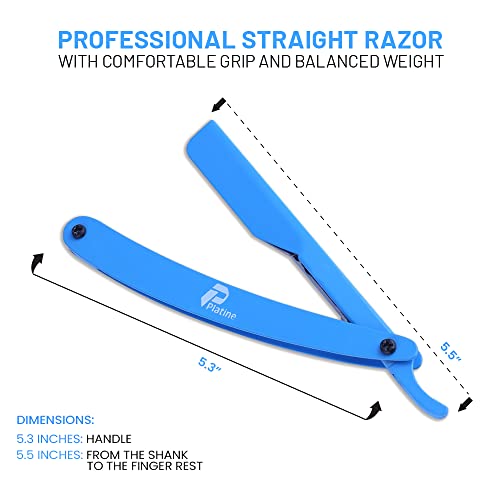 Platine Straight Razor, novi ergonomski britvica od nehrđajućeg čelika s 10 dodatnih premium noža - brijač za osobnu i profesionalnu