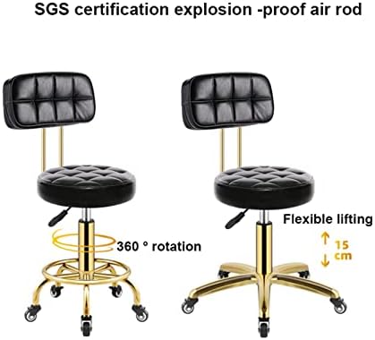 JHKZUDG okretna okrugla kolut stolica s leđima, visina podesiva zadatak radna stolica, 360 ° Swivel Tattoo stolica stolica, masaža