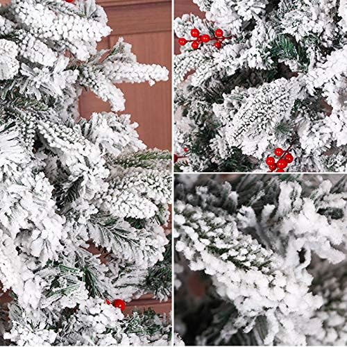 Yumuo snijeg s snijegom sa šarkama božićno drvce, odmor Umjetna božićna drvca s ukrasima crvenih bobica božićna borova-bijela 180 cm