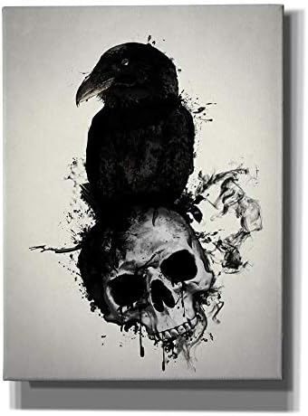 Cortesi Home Raven and Skull Wall Art, 12 u x 16 in, crno