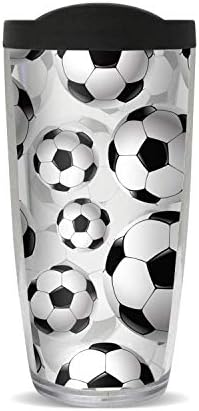 Nogometne lopte termički izolirana putna šalica - čaša od 16 unci s crnim poklopcem