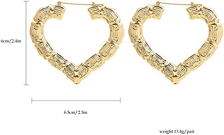 3 para zlatnih naušnica s prstenom u zlatnom tonu od bambusa za žene i djevojke, okrugle hip hop naušnice
