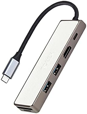 Moderan USB hub C od umjetne kože TGEEK, многопортовый adapter Type-C 6 u 1, uređaji za čitanje memorijskih kartica 4K HDMI, TF i SD,