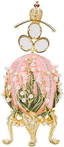 Danila-Souvenirs Faberge stil ljiljana iz doline jaje s okvirima za fotografije 7.6 '' ružičasta