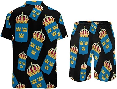 Premaz švedske muške dvodijelne odjeće za plažu Havajski gumb dolje košulja kratkih rukava i kratkih odijela