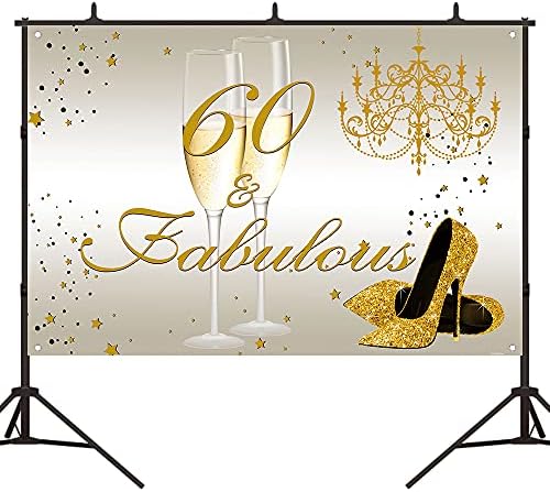 Bellimas Zlatna i bijela šezdesetogodišnja i bajkovita pozadina Dekoracija zabave 60. obljetnice 60. obljetnice Pozadina šampanjca
