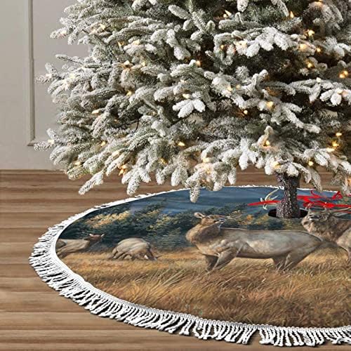 Mountain Elk Animal Chickerwove suknja, božićna suknja od drveta s rezom za prazničnu svadbenu zabavu dekor 48