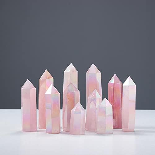 Runyangshi Natural Healing Crystals Merolate Rose Quartz Wands 2 -2.4 Kristalni toranj s jednim točka