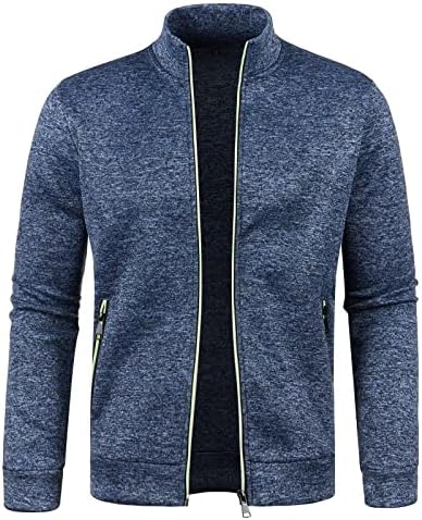 Xiaxogool muški kardigan džemperi stoje ovratnik puni patentni zatvarač vitki fit kabel pleteni džemper casual jakna s džepom s patentnim