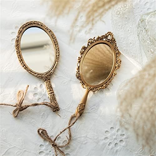 FSYSM francuska vintage zlatna isklesana tekstura ručna ogledala prijenosna šminka ogledala ručka šminke zrcalo preljev