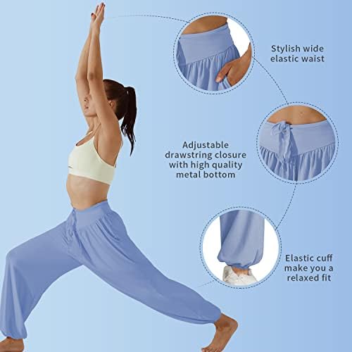 Fozala Womens Harem Yoga hlače labave treninge treninga Široke noge udobne jogea s džepovima