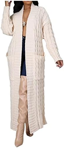 TUNUSKAT kardigan za žene dugački otvoreni prednji jeseni zimski kabel pleteni kardigan džemperi seksi raskošni omot maxi kaput