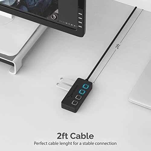 Produžni kabel, USB 3.0 od 3 ft 22AWG - A-Mužjak na A-Female crne boje + 4-portni hub USB 3.0