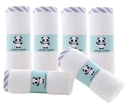 Hiphop Panda bambusove dječje krpe, 6 pakiranja i ručnika s kapuljačom od kapuljača, 3D Panda, 30 x 30 inča