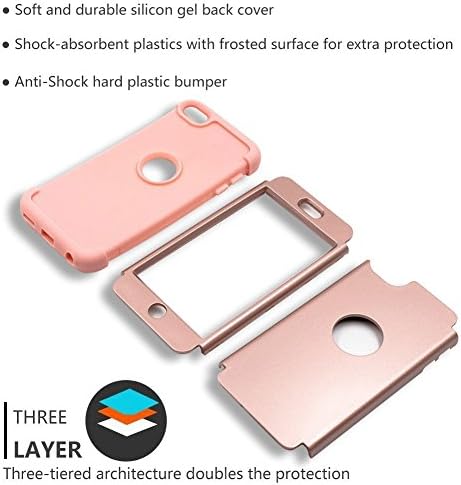 Ulak iPod Touch, slučaj 7. generacije, slučaj iPod touch 6, teški šok zaštitni šok, zaštitni slučaj s dvostrukim slojem mekih silikona