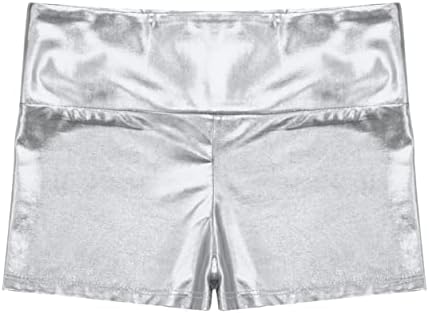 Loodgao Kids Girls Plesne kratke hlače Gimnastike balete na dnu Sjajne kožne atletske plijene kratke hlače Dancewear