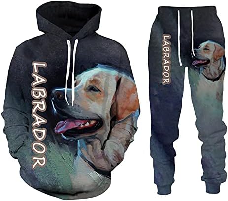 Jesen 3D Labrador Dog Tiskani muški džemper s kapuljačom Set muški casualwear tracksuit dugih rukava za mušku odjeću