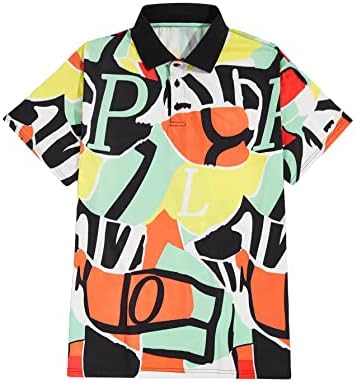 Oyoangle muški cvjetni print polo majica s kratkim rukavima gumb golf golf casual majica