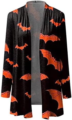 Ženski Halloween casual bluza životinjski mačji print kardigan kaput dugi rukavi vrhovi smiješni kaput s prednjim prednjim kardiganom
