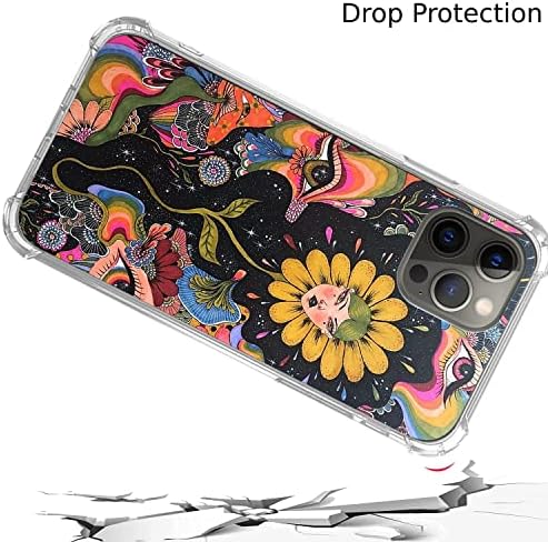 Gialcenik Trippy Psychedelic Telefon kućište kompatibilan s iPhone 14 Pro Max, hippie Art Flower s očima za naslovnice za iPhone 14