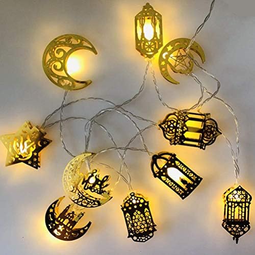 Guangming - 1PC EID Ramadan LED svjetlosni niz s 10 svjetiljki Premium LED svjetlosni niz s ukrasnim privjeskom Nice za Eid Garden,
