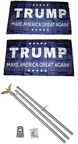Donald Trump čini Ameriku velikom sjajnom plavom 2 3'x5 'Poliester 2 Ply dvostrana zastava s 6' aluminijskim zastavom Pole komplet