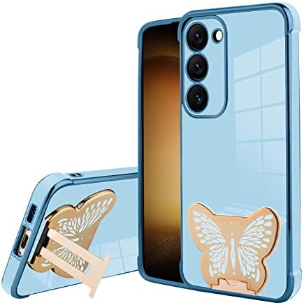 Ook kompatibilan sa Samgsung Galaxy S23 ultra skriveni stalak kućišta, slatka nosač leptira s nosačem s kamerom zaštita od kamere meka