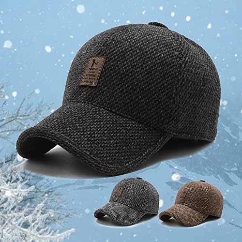Tople vunene bejzbolske kape za muškarce, zimske kape za muškarce, tatina kapa za Kamiondžije sa sklopivim slušalicama, tople vunene