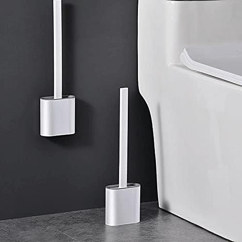 Amabeamts toaletna četka 1pcs toaletna četkica i držač, zidni ugradbeni kompaktni toaletni četkica za četkicu s mekim silikonskim čekinjama