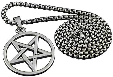 pagan Vicka invertirana zvijezda Pentagram Privjesak Muška ogrlica Od nehrđajućeg čelika 316 inča