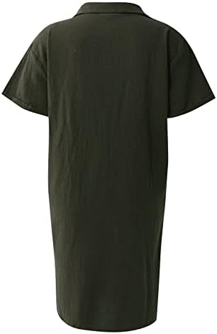 Prevelike ženske haljine s dugim rukavima Košulje pamučne platnene tipke gumb dolje košulje haljine tunike s džepovima