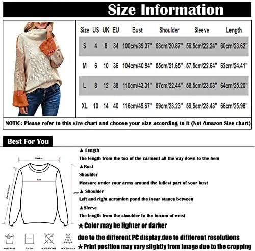 NOKMOPO TRURTLENECK PUTOVE Žene modna kornjača dugih rukava pleteni pulover pulover grafički dukser