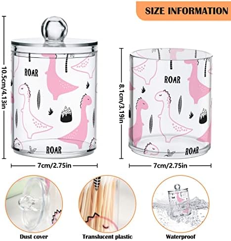 Ručno nacrtani ružičasti dinosaur pamučni nosač za tampon za kupaonicu Staklenke s poklopcima s poklopcima Postavite pamučnu kuglu