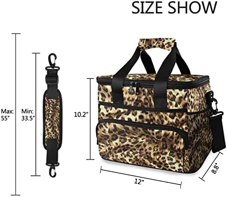 Torba za ručak od leopardove kože od 15 litara izolirana kutija za ručak velika nepropusna torba za hladnjak s podesivom naramenicom
