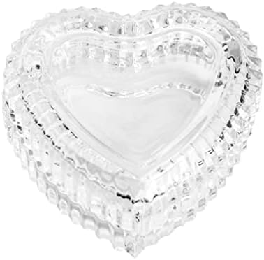 Prozirno kutija za skladištenje nakita u obliku srca kristalno staklo u obliku kutije za odlaganje u obliku kutije za bombon s poklopcem