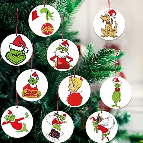 10pcs ukrasni setovi - 2022 Božićni ukrasi Smiješno drveno viseće ukrase drveća za božićni odmor ukrasi za dom