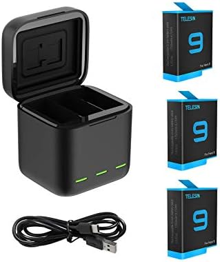 Kutija za punjenje magnetskog trostrukog punjača s zamjenskom baterijom za GoPro Hero 9, USB Type-C kabel za GoPro Hero 9 crne akcijske