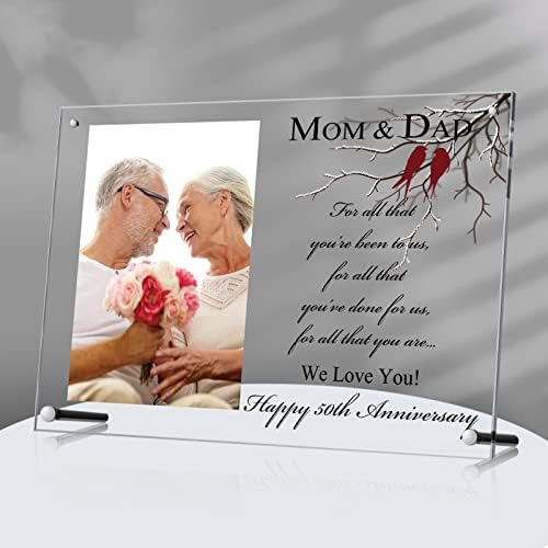 Sretni poklon za vjenčanje za 50. godišnjicu za roditelje Bake Majčin dan Dan poklona Clear Acrilic Photo Frame Plutajući okvir za