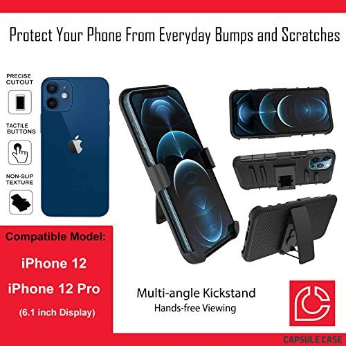 OHIYA CASE Kompatibilno s iPhoneom 12 [Vojna zaštita zaštita od šoka, zaštitni crni poklopac futrole za zaštitni futrola za iPhone