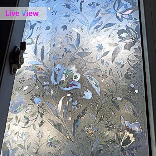 Film privatnosti prozora 3d tulipana - Statički prilijep bez ljepila Anti UV ukrasni prozor vinil, naljepnica prozora za kućni ured