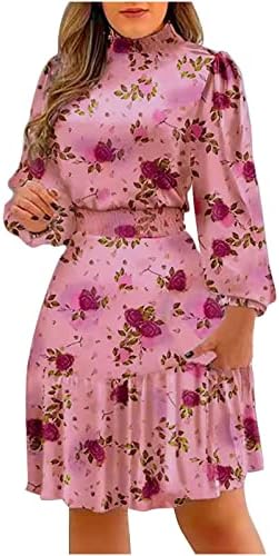 Pimelu žene ljetne haljine dugi rukavi cvjetni print casual kratki rukavi haljina dužine koljena za žene 2022