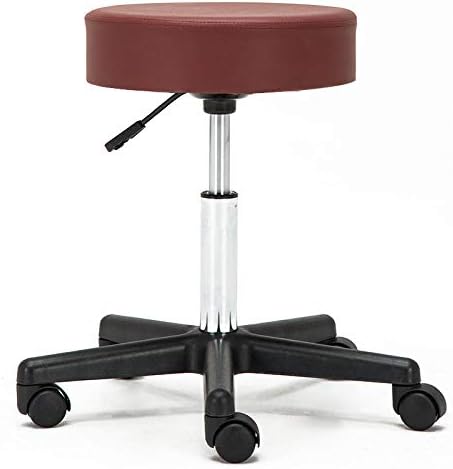 Mala uredska stolica s kotačima ， Sadle stolica s crvenom putetskim kožnim sjedalom ， Podesiva visina 43-53 cm ， podržana težina 160