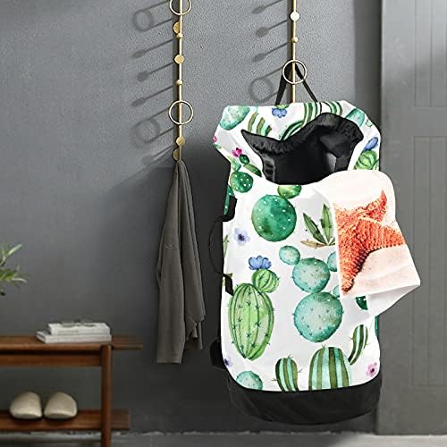 Sočan cvjetni ruksak za pranje Kaktusa, velika torba za pranje rublja za teške uvjete rada za studente, torba za ruksak za pranje rublja