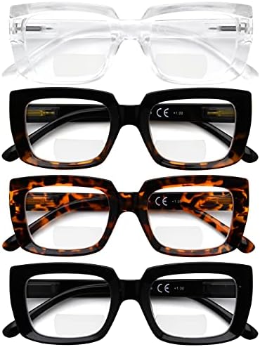 4 pakiranja ženskih bifokalnih naočala za čitanje kvadratni dizajn od 1,50 +1,50