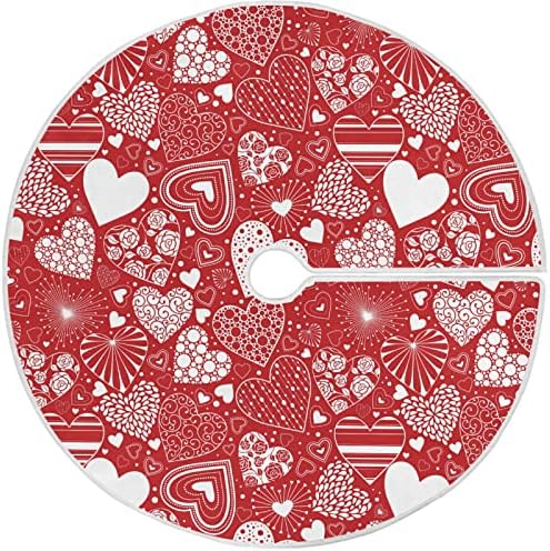 Oarencol Valentines Crveno srce cvijet božićno drvce suknje 36 inča Xmas za odmor za zabavu ukrasi za stablo