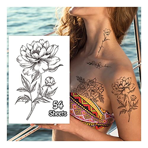 Privremene tetovaže za odrasle žene, 100 stilova lažnih polutrajnih cvjetnih tetovaža kane, Šminka za stopala, vodootporne privremene