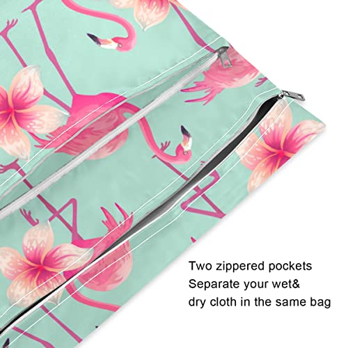 Cvjetni flamingo mokra suha vrećica pelena za višekratnu upotrebu mokra vrećica za kupaće kostime vodootporni vlažni organizator s