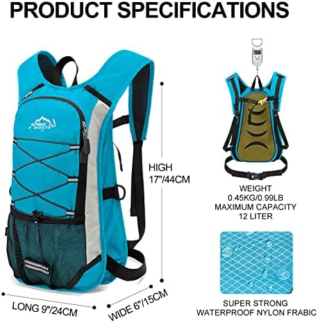 IX Inoxto hidratantni paket ruksak, lagani ruksak s vodenim vodama s 2L -om bez propuhavanja hidratantnog mjehura Daypack za muškarce,